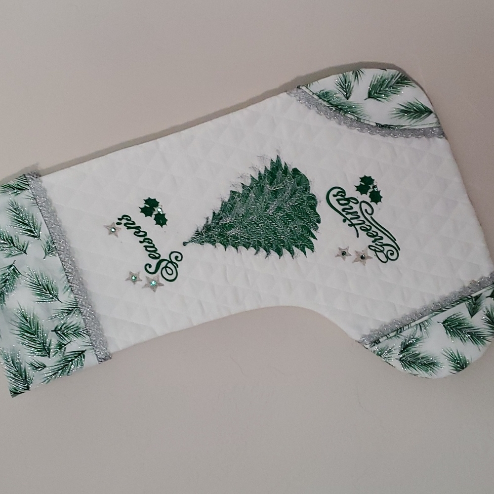 Homemade embroidered Christmas stocking